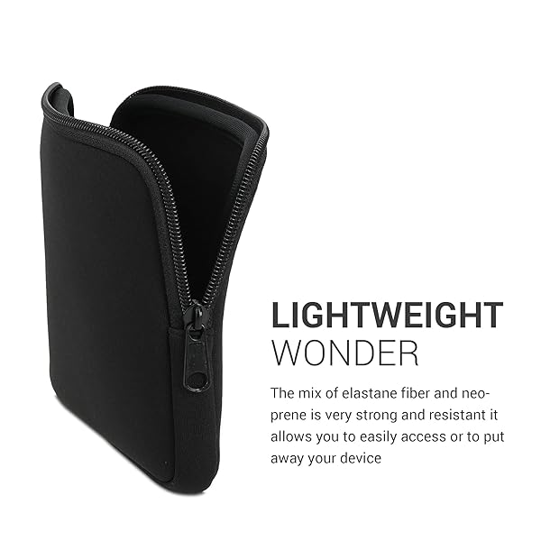 kwmobile "KWMobile Neoprene e-Reader Pouch for 6.8-7" Devices - Universal Black Sleeve Case with Zipper" - View 4 of 8