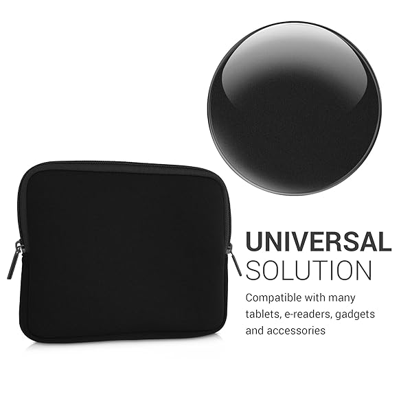 kwmobile "KWMobile Neoprene e-Reader Pouch for 6.8-7" Devices - Universal Black Sleeve Case with Zipper" - View 5 of 8