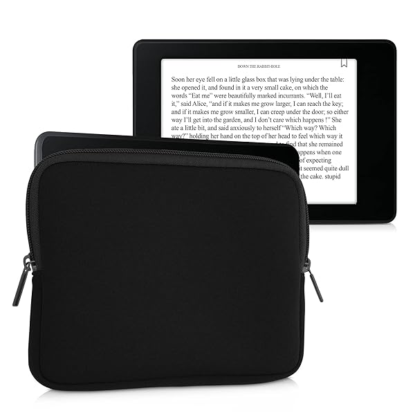 kwmobile "KWMobile Neoprene e-Reader Pouch for 6.8-7" Devices - Universal Black Sleeve Case with Zipper" - View 6 of 8