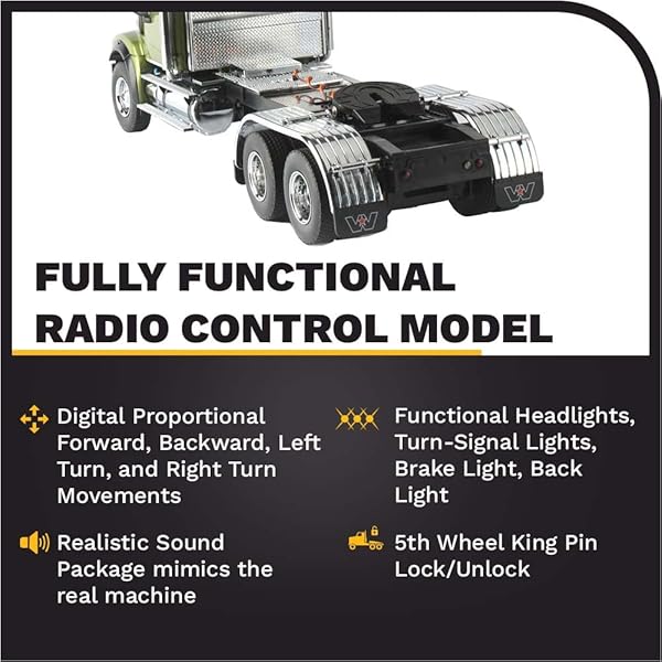 Diecast Masters Diecast Masters RC Truck Western Star 49X SFFA Tandem Axle Heavy-Haul Tractor 116 Scale Fully Functional Remote Control Model 27009 - View 6 of 10