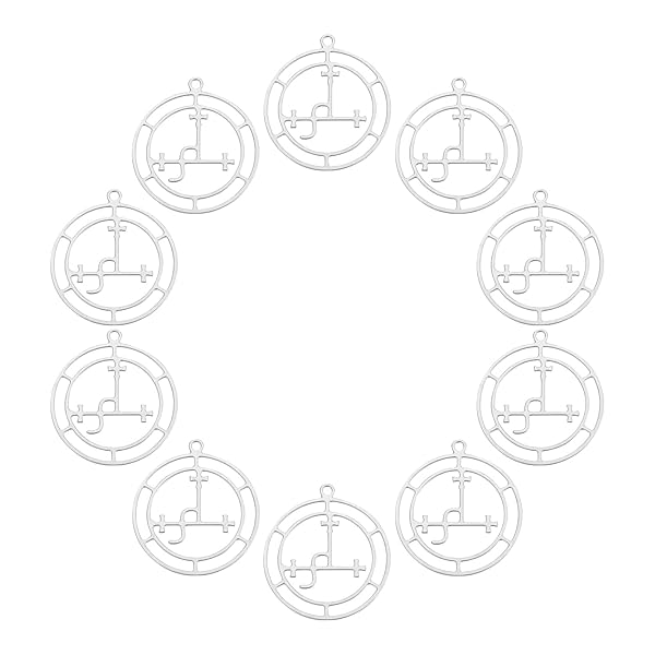 UNICRAFTALE 10pcs Flat Round Stainless Steel Sigil of Lilith Pendants for Jewelry Making with 1.2mm Hole