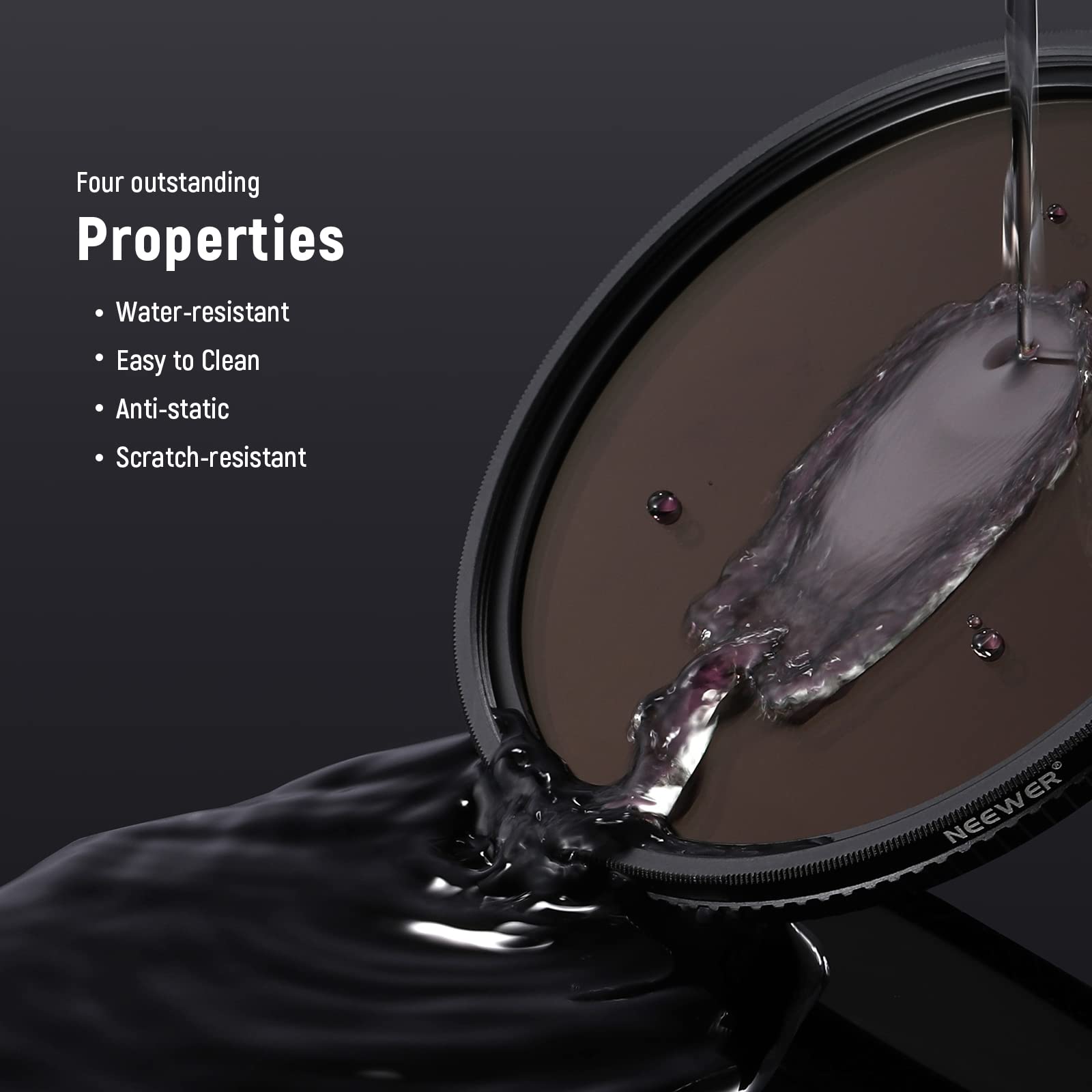 NEEWER 77mm Variable ND Filter Adjustable Neutral Density Filter Ultra Slim Aluminum Optical Glass Water Repellent Scratch Resistant - View 5 of 9