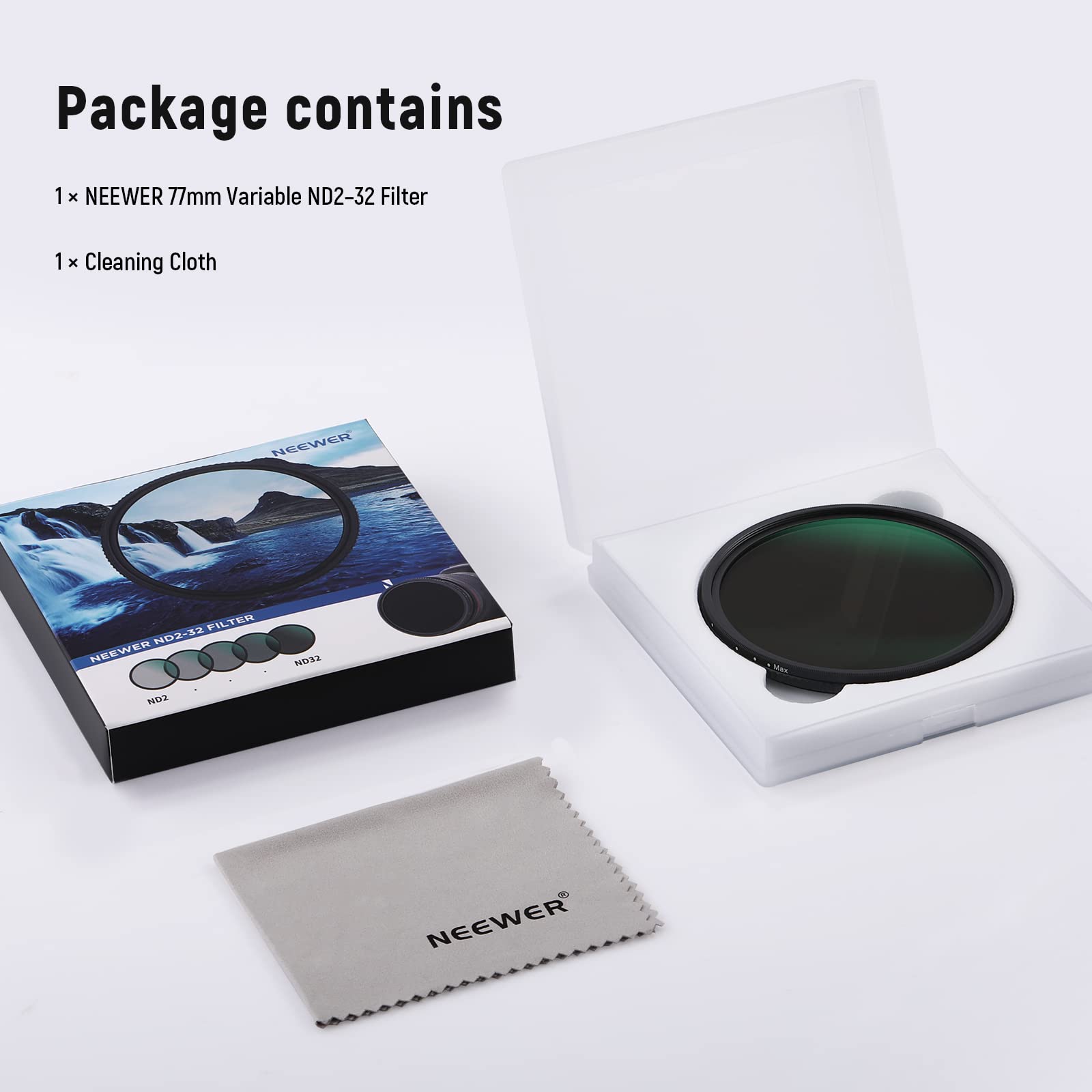 NEEWER 77mm Variable ND Filter Adjustable Neutral Density Filter Ultra Slim Aluminum Optical Glass Water Repellent Scratch Resistant - View 9 of 9
