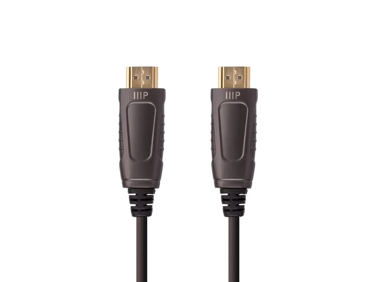 Monoprice 8K Ultra High Speed Fiber Optic HDMI Cable 65ft HDMI 2.1 8K 60Hz 4K 120Hz 48Gbps HDR VRR Active Optical Cable Black