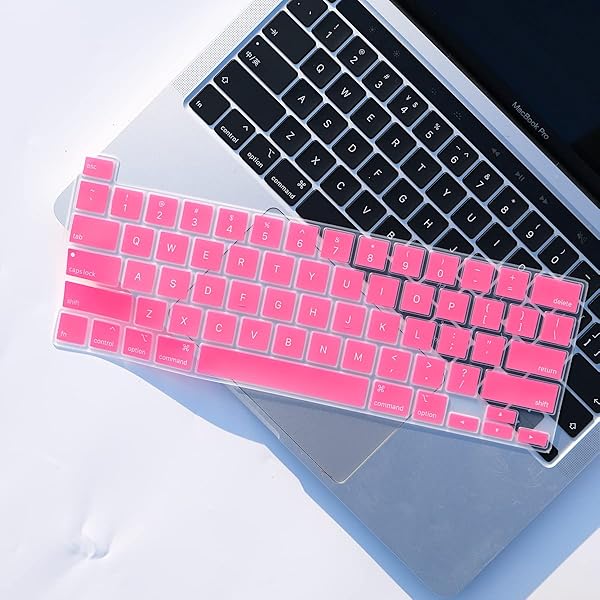 Batianda Batianda Hot Pink Gradient Color Silicone Keyboard Cover for MacBook Pro 13 M1 M2 2022 2020 A2338 A2289 A2251 2019 A2141 Model - View 4 of 6