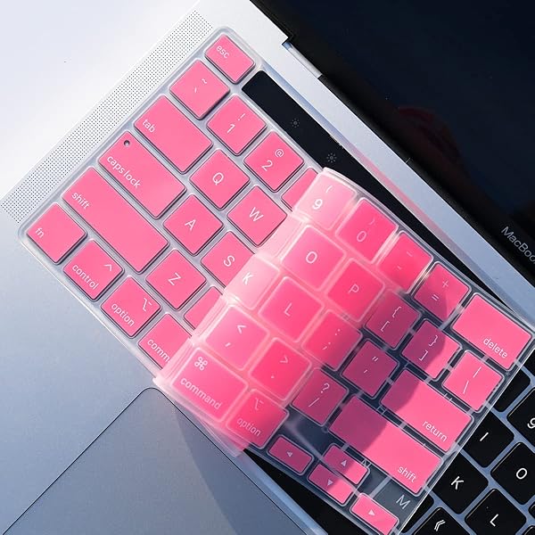 Batianda Batianda Hot Pink Gradient Color Silicone Keyboard Cover for MacBook Pro 13 M1 M2 2022 2020 A2338 A2289 A2251 2019 A2141 Model - View 5 of 6