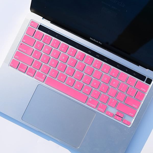 Batianda Batianda Hot Pink Gradient Color Silicone Keyboard Cover for MacBook Pro 13 M1 M2 2022 2020 A2338 A2289 A2251 2019 A2141 Model - View 3 of 6
