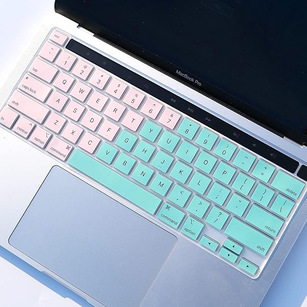 Batianda Gradient Color Silicone Keyboard Cover for MacBook Pro 13 M1 M2 2022 2020 A2338 A2289 A2251 2019 A2141 Green to Pink