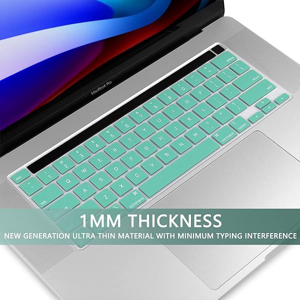 Batianda Batianda Light Green Gradient Silicone Keyboard Cover for MacBook Pro 13 M1 M2 2022 2020 A2338 A2289 A2251 2019 A2141 Model - View 7 of 7