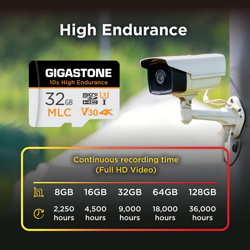 Gigastone GIGASTONE Industrial 32GB Micro SD Card 10-Pack High Endurance 4K Video Recording Security Cam Dash Cam U3 C10 with Adapter - View 5 of 7