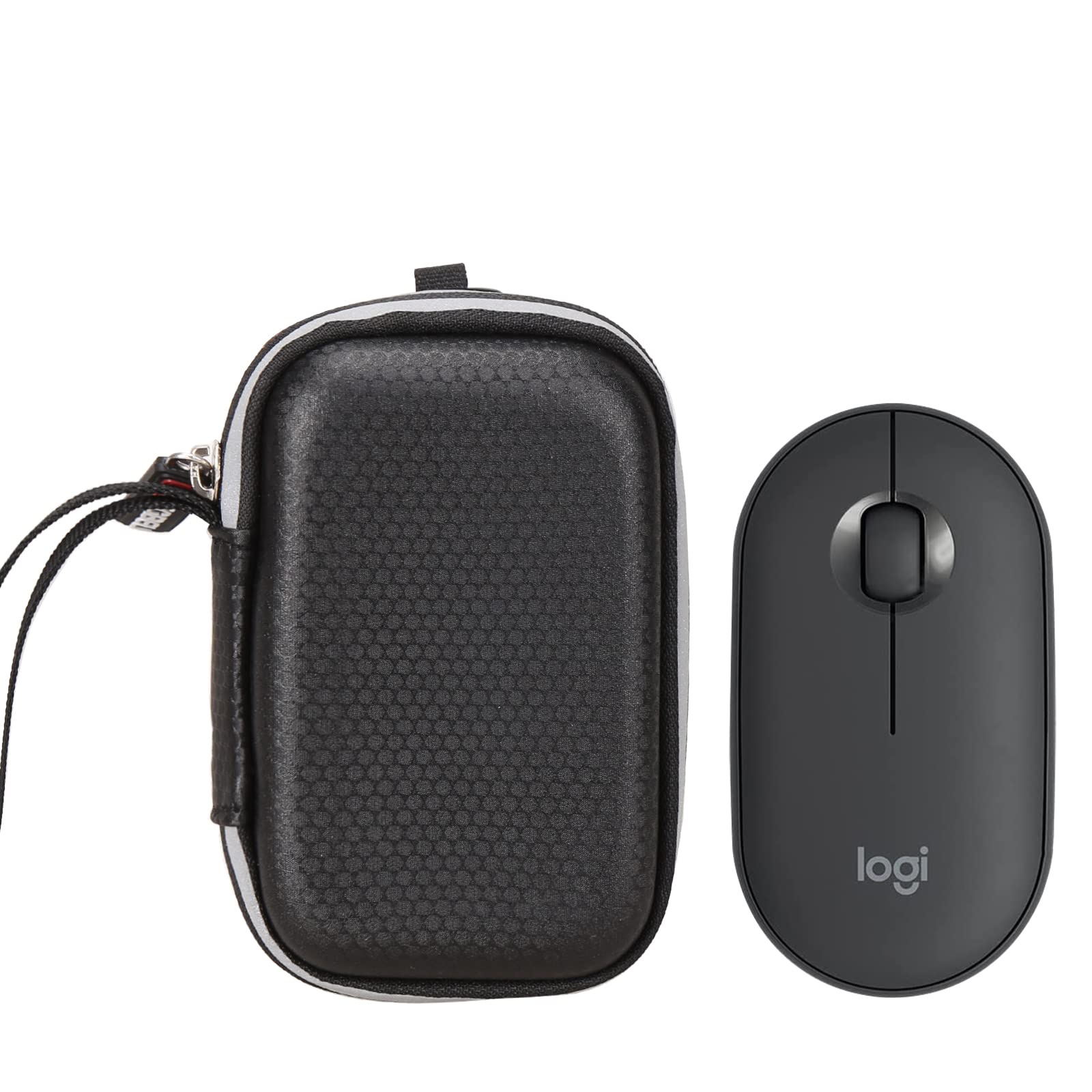 FBLFOBELI Travel Case for Logitech Pebble M350 M355 i345 Wireless Mouse Shockproof Protective Carrying Bag Organizer Case Only PU Black - View 6 of 7