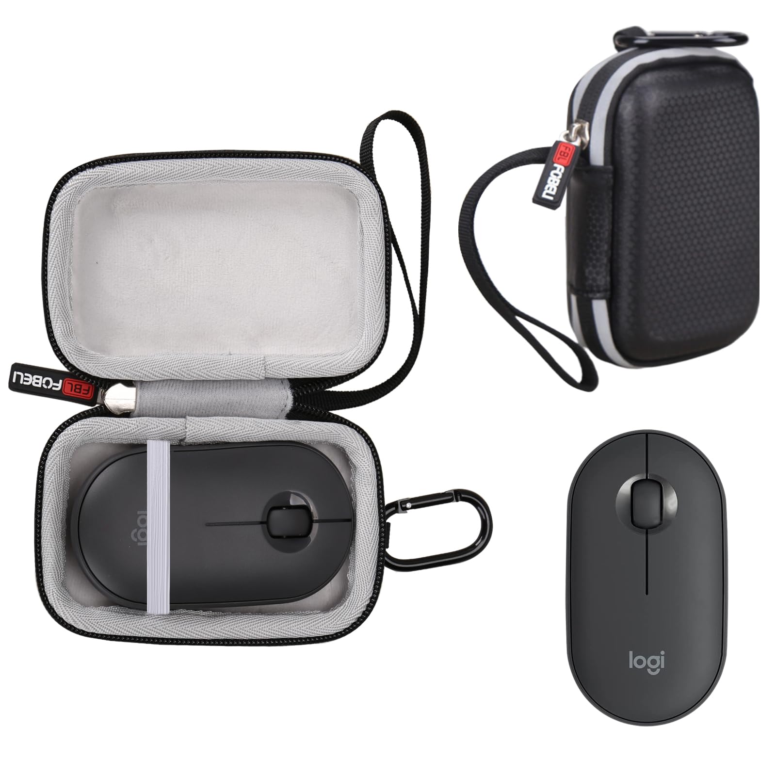 FBLFOBELI Travel Case for Logitech Pebble M350 M355 i345 Wireless Mouse Shockproof Protective Carrying Bag Organizer Case Only PU Black