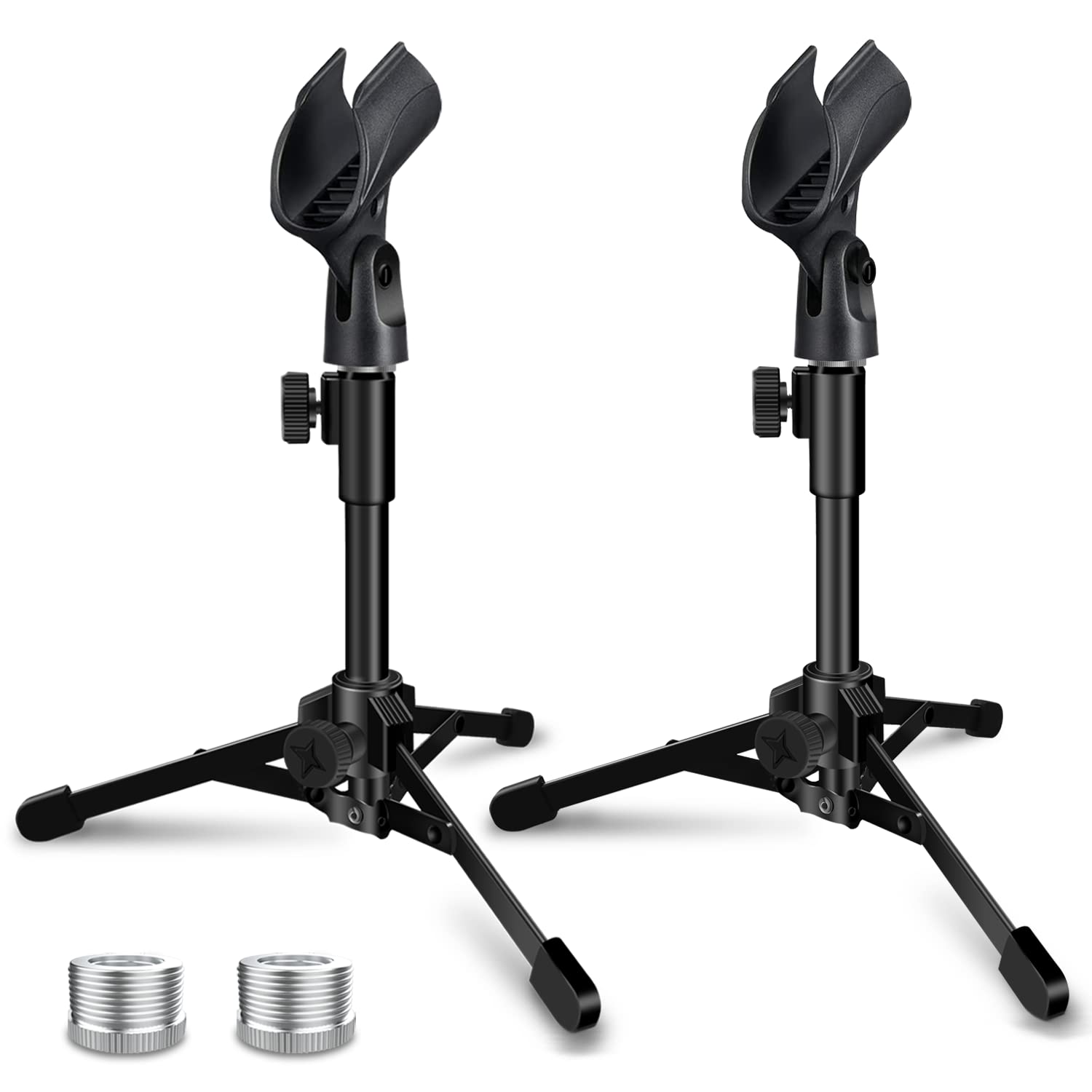 Mictop Mictop 2 Pack Desktop Mic Stand Portable Foldable Tripod Adjustable Microphone Stand for Dynamic Microphone