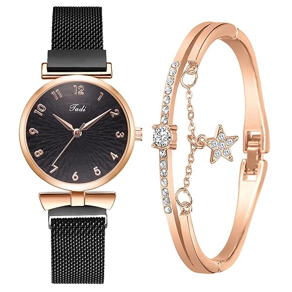 CdyBox CdyBox Classic Alloy Strap Ladies Watch with Crystal Bracelet Elegant Quartz Wristwatch for Women Perfect Gift in Black