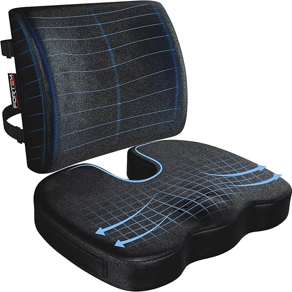 FORTEM FORTEM Office Chair Cushion and Back Support Memory Foam Lumbar Pillow Non Slip for Gaming Car Seat Chair Pad