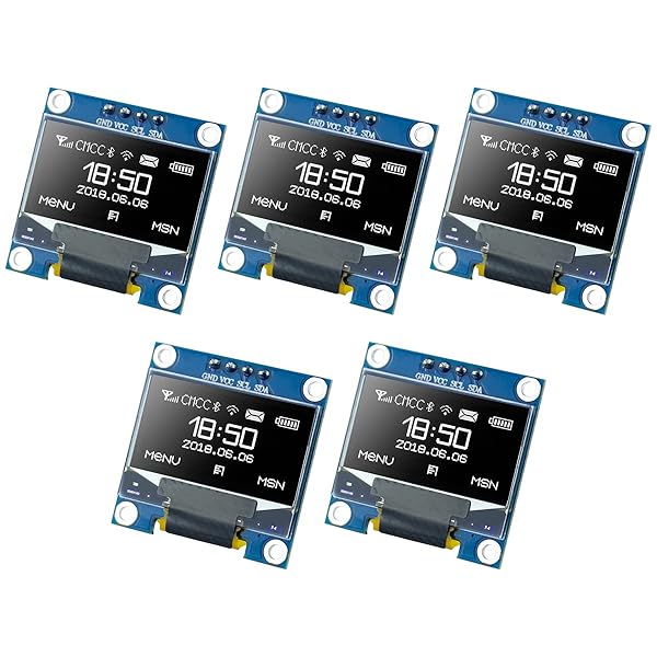 Hosyond "Hosyond 5 Pcs 0.96" OLED I2C Display Module 128x64 for Arduino & Raspberry Pi - Mini Self-Luminous Screen"