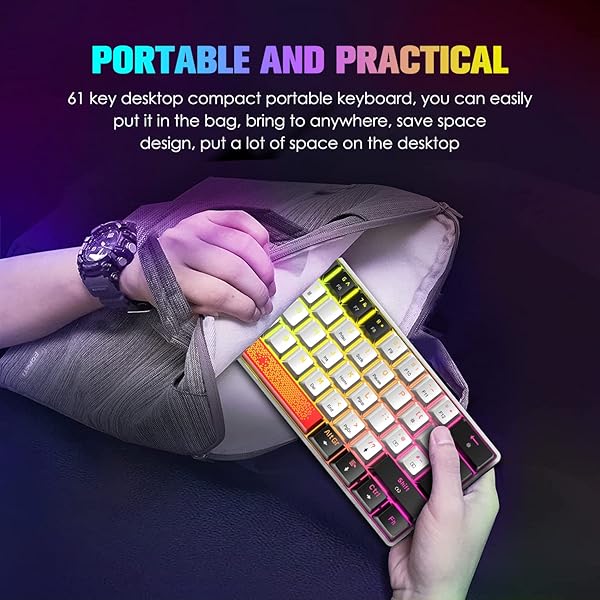 LexonElec LexonElec 60% RGB Gaming Keyboard: Compact Mechanical, Detachable USB-C, Blue Switch, 18 LED Backlit - Perfect for Gamers & Typists - View 5 of 9