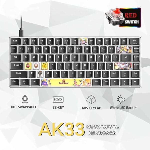 LexonElec LexonElec 80% Mechanical Gaming Keyboard - Hot-Swappable, Compact, Ergonomic, White Backlit, PBT Keycaps for Windows & Mac - View 6 of 9