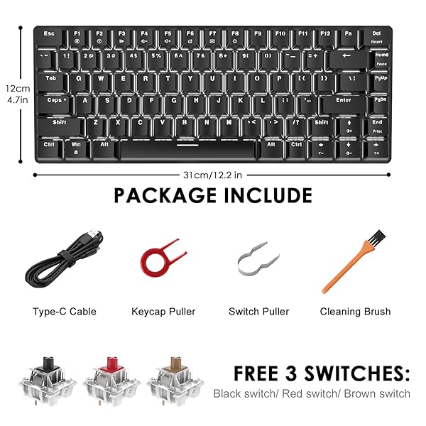 LexonElec LexonElec 80% Mechanical Gaming Keyboard - Hot-Swappable, Compact, Ergonomic, White Backlit, PBT Keycaps for Windows & Mac - View 9 of 9