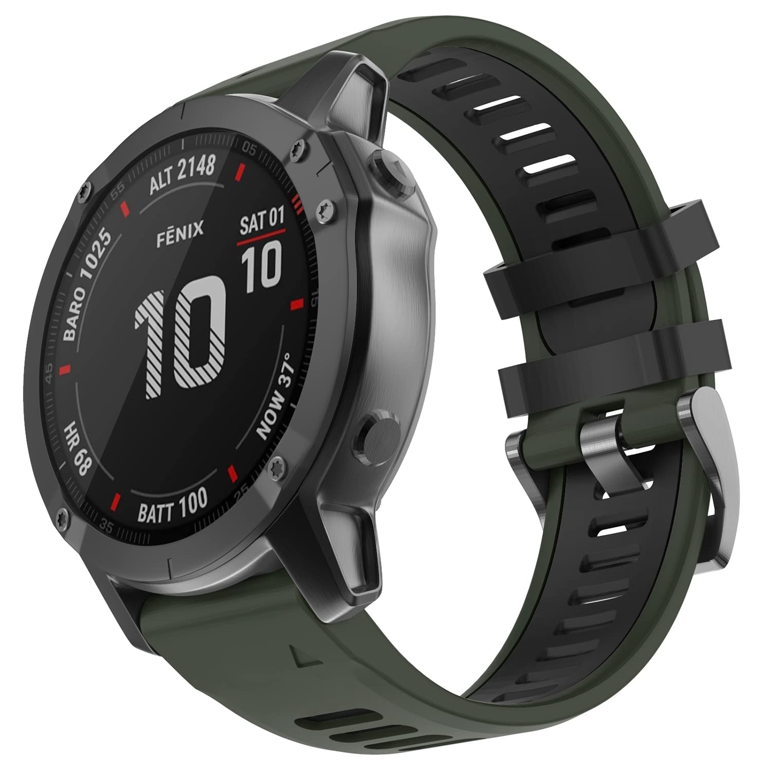 OVERSTEP OVERSTEP 22mm Quick-Fit Replacement Watch Band for Garmin Fenix 6 Pro 5 7 Forerunner 935 945 Approach S60 Quatix 5 Army Green Black - View 2 of 8