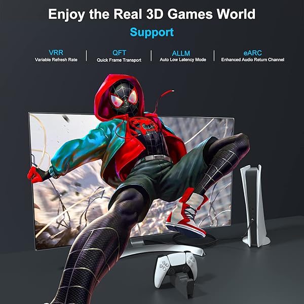 huaham Huaham 8K Fiber Optic HDMI Cable 25ft Ultra High Speed HDMI 2.1 8K60Hz 4K120Hz eARC Compatible with PS5 Xbox Series X Roku Sony LG CX TV - View 5 of 8