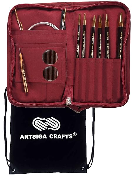 Lantern Moon Lantern Moon Bequest 6 Inch Tunisian Interchangeable Crochet Hook Set Handcrafted Ebony with Silk Case and Project Bag