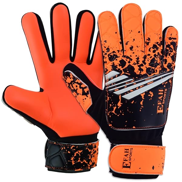 EFAH SPORTS Buy EFAH SPORTS Kids Soccer Goalkeeper Gloves - Super Grip, Size 5 (Ages 9-12) - Durable Orange Goalie Gloves for Youth Football