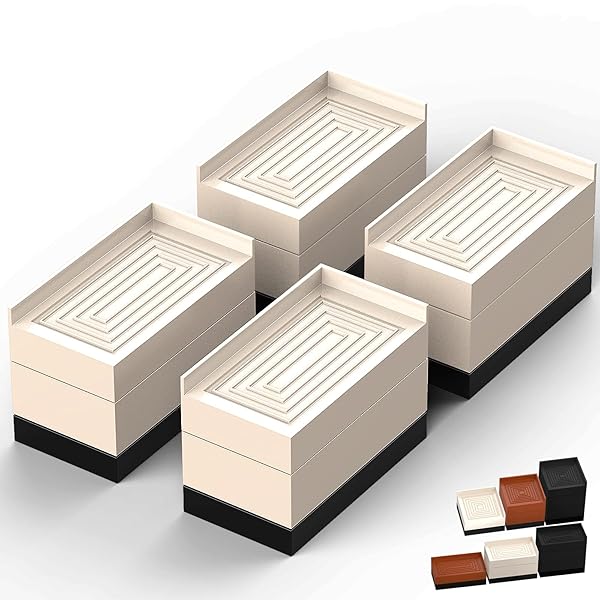 Tclouda Adjustable Furniture Risers for Bed Sofa Desk Table Chair Heavy Duty Support Up to 1300 Lbs 3 Inch Apricot Rectangle Blocks