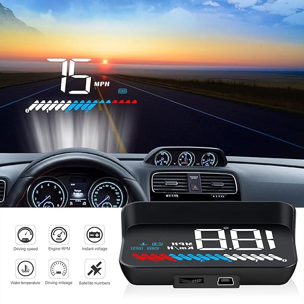 wiiyii Wiiyii Car HUD M7: OBD/GPS Smart Display for Speed, RPM, Voltage & More - Universal Fit for All Cars - View 4 of 11
