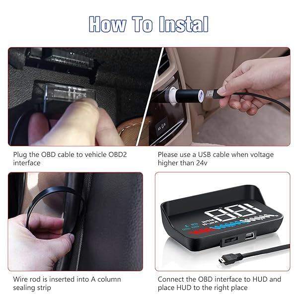 wiiyii Wiiyii Car HUD M7: OBD/GPS Smart Display for Speed, RPM, Voltage & More - Universal Fit for All Cars - View 10 of 11