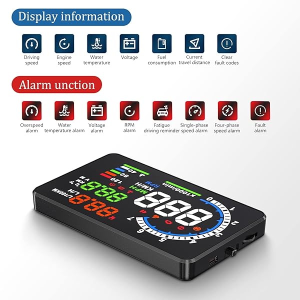 wiiyii Revolutionary Car HUD P8: OBDII & GPS Dual System for A-Pillar Installation - View 5 of 11