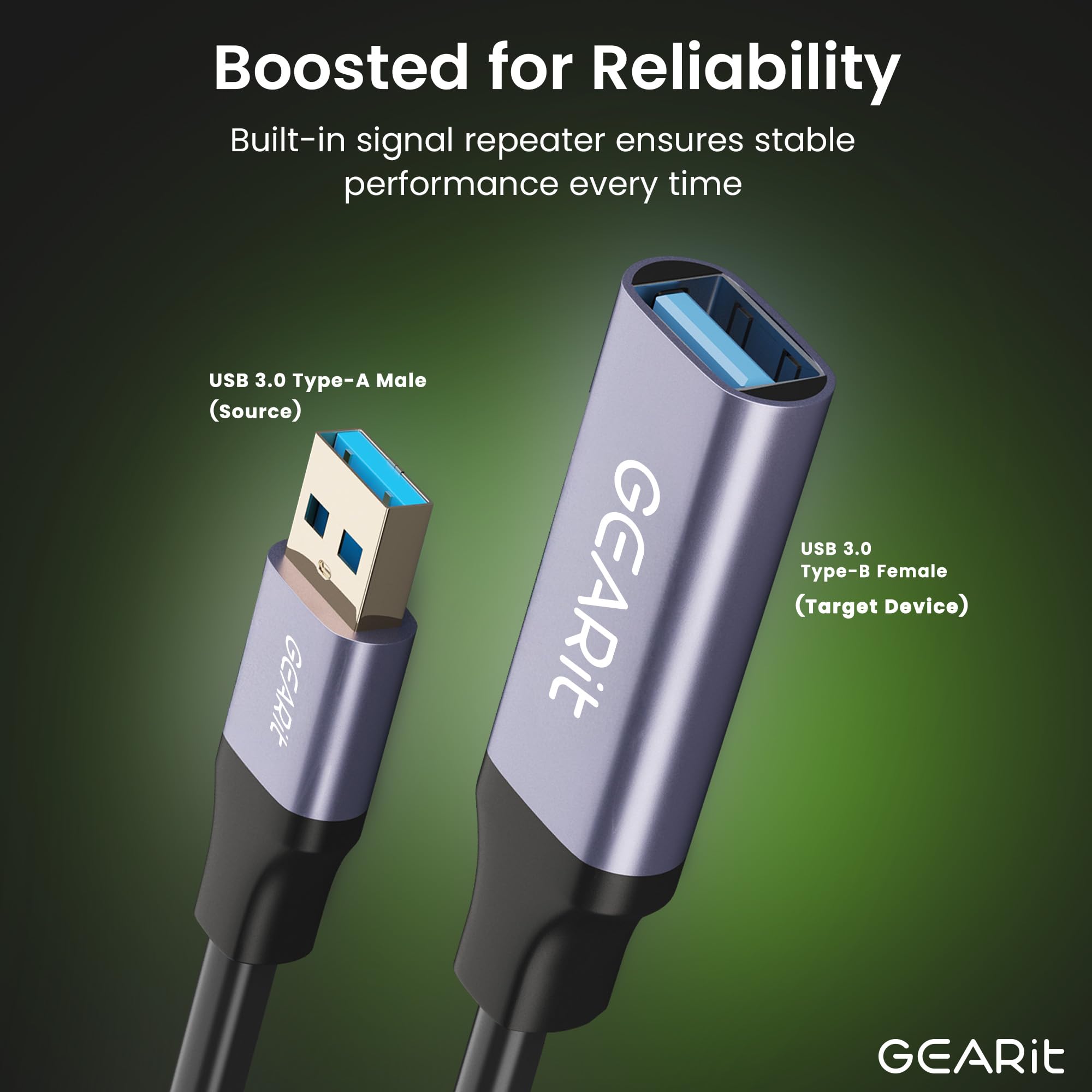 GEARit 20 Feet USB 3.0 Active Extension Cable A Male to A Female Repeater for Oculus Rift Xbox 360 PlayStation Printer Webcam - View 2 of 8