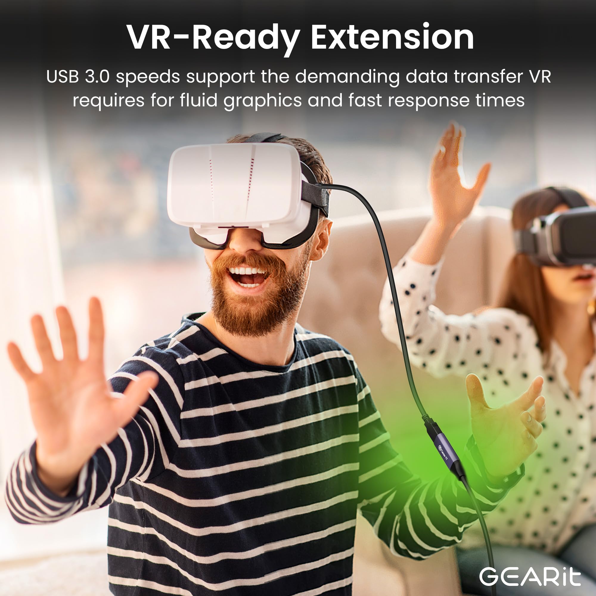 GEARit 20 Feet USB 3.0 Active Extension Cable A Male to A Female Repeater for Oculus Rift Xbox 360 PlayStation Printer Webcam - View 5 of 8