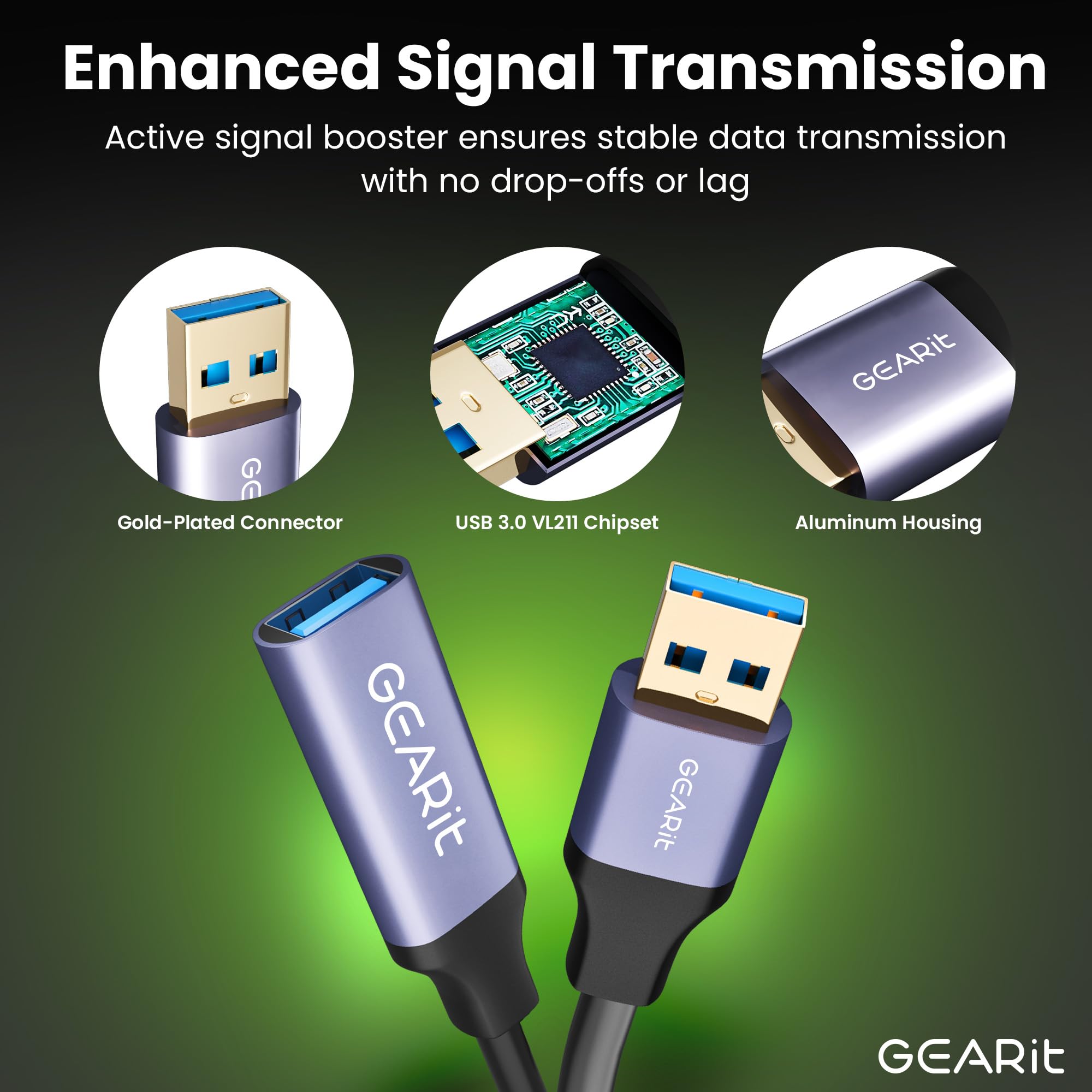 GEARit 20 Feet USB 3.0 Active Extension Cable A Male to A Female Repeater for Oculus Rift Xbox 360 PlayStation Printer Webcam - View 6 of 8