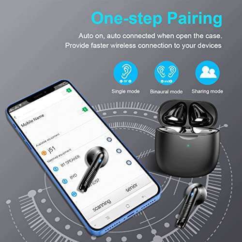 Jxrev Top Wireless Earbuds: Bluetooth 5.3, Noise Cancelling, IP7 Waterproof, 32H Playtime - Perfect for Android & iOS - View 6 of 8