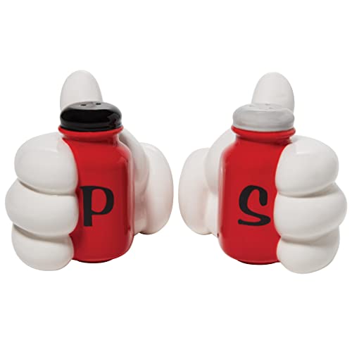 Enesco Enesco Disney Mickey Mouse Salt and Pepper Shakers - Sculpted Ceramic Set, 3.54 Inch, Colorful Kitchen Decor