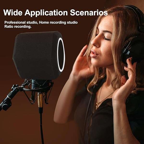 penypeal Penypeal Microphone Wind Shield & Pop Filter - Acoustic Foam for Studios, Noise Reduction & Sound Isolation, Black - View 7 of 9