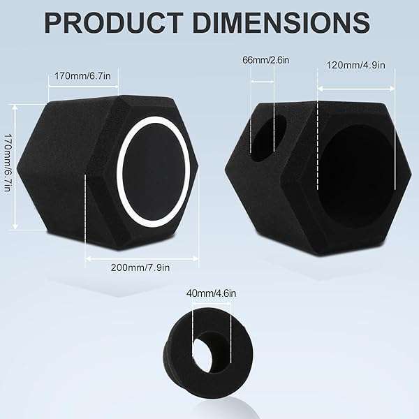 penypeal Penypeal Microphone Wind Shield & Pop Filter - Acoustic Foam for Studios, Noise Reduction & Sound Isolation, Black - View 8 of 9