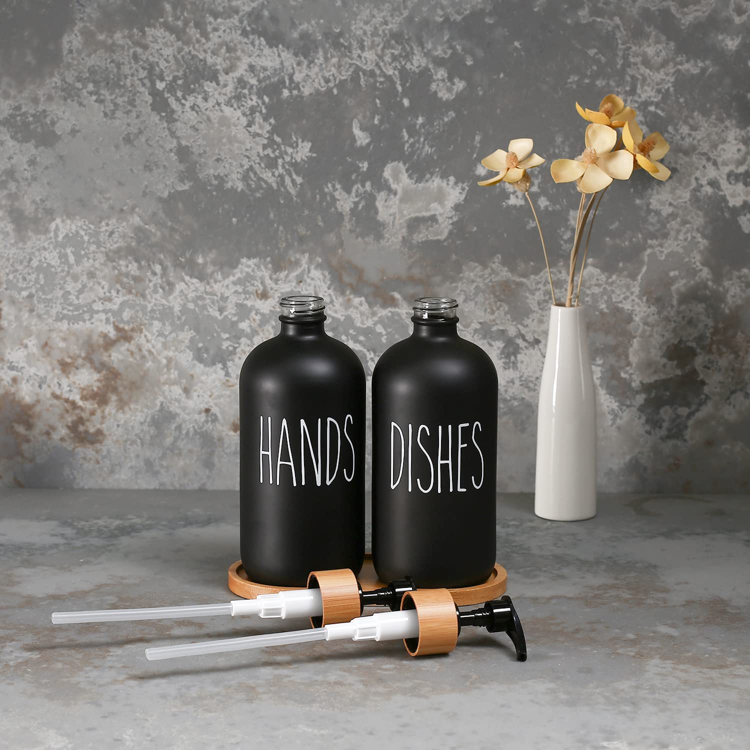 MOMEEMO MOMEEMO Black Soap Dispenser Set for Kitchen Decor Includes Hand and Dish Soap Dispenser Stylish and Functional Black Design - View 4 of 7
