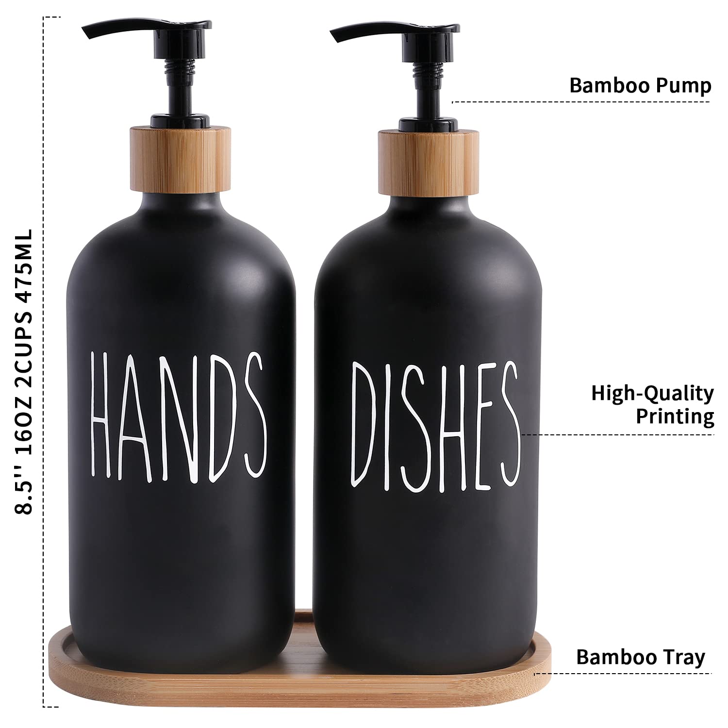 MOMEEMO MOMEEMO Black Soap Dispenser Set for Kitchen Decor Includes Hand and Dish Soap Dispenser Stylish and Functional Black Design - View 7 of 7