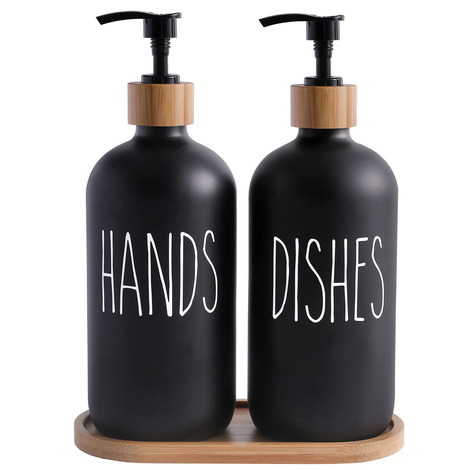 MOMEEMO MOMEEMO Black Soap Dispenser Set for Kitchen Decor Includes Hand and Dish Soap Dispenser Stylish and Functional Black Design