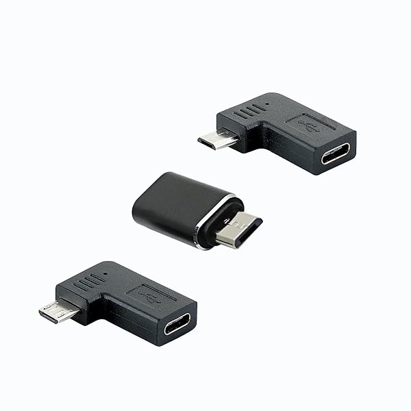 rgzhihuifz rgzhihuifz USB-C Type-C Female to Micro USB 2.0 5Pin Male Data Adapter 90 Degree Left & Right Angled Type,3 Pack