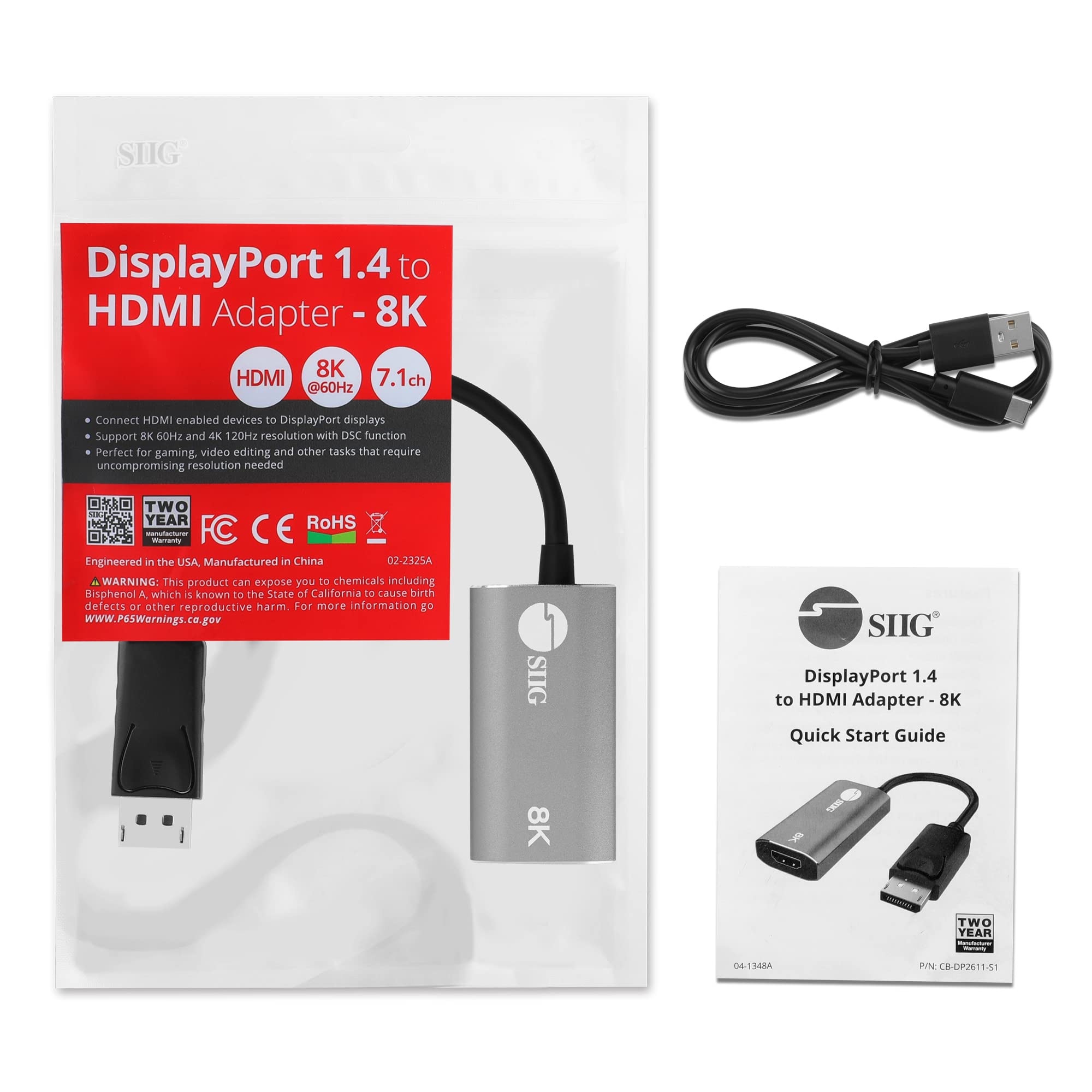 SIIG SIIG Active DisplayPort to HDMI Adapter 8K DP 1.4 Unidirectional Supports 8K 60Hz 4K 120Hz HDR DSC Monitor Cable Adapter - View 7 of 7