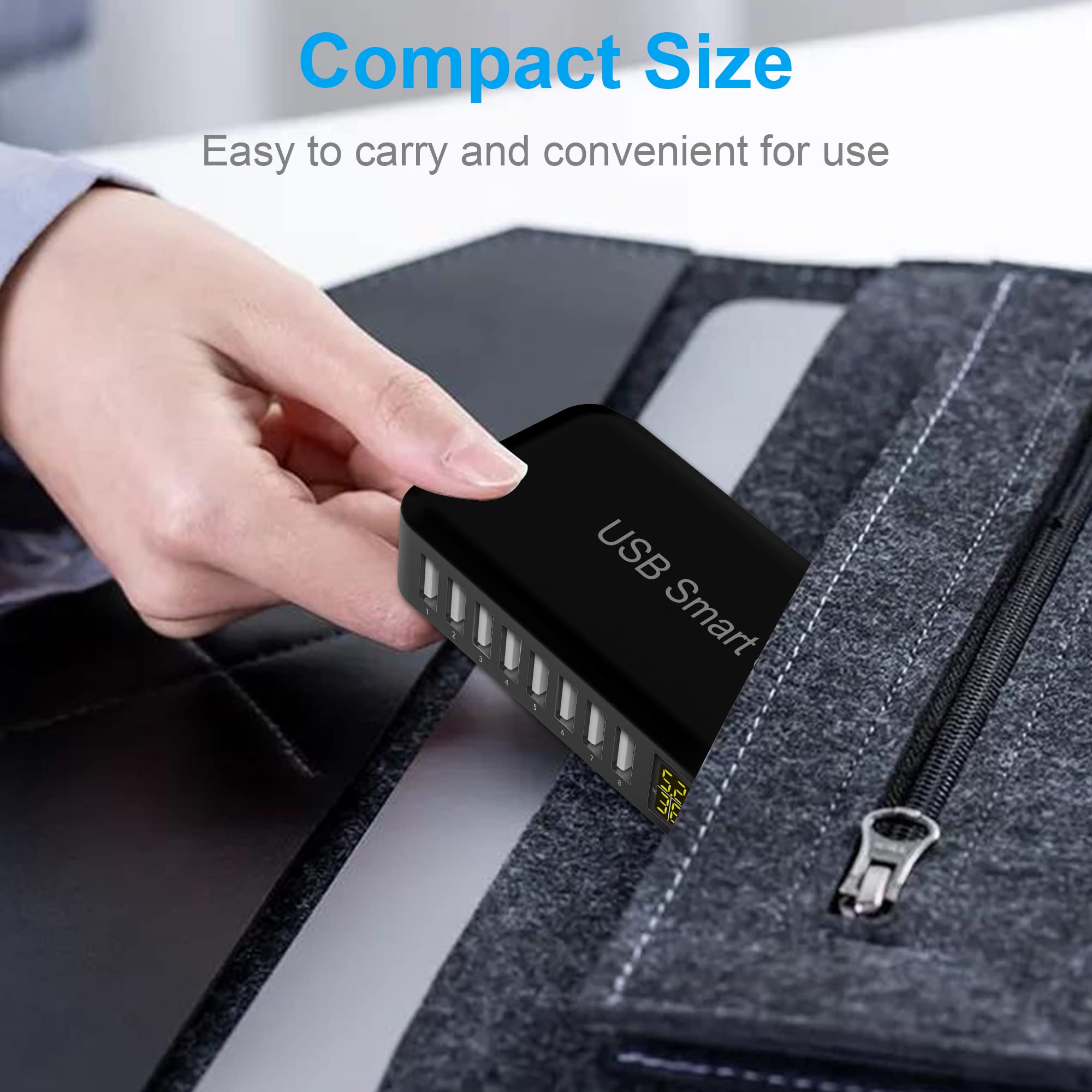 ziwodiv Ziwodiv 8-Port USB Charging Station 60W Compact Desktop Charger for iPhone iPad Samsung Android Tablets with LED Display - View 5 of 6