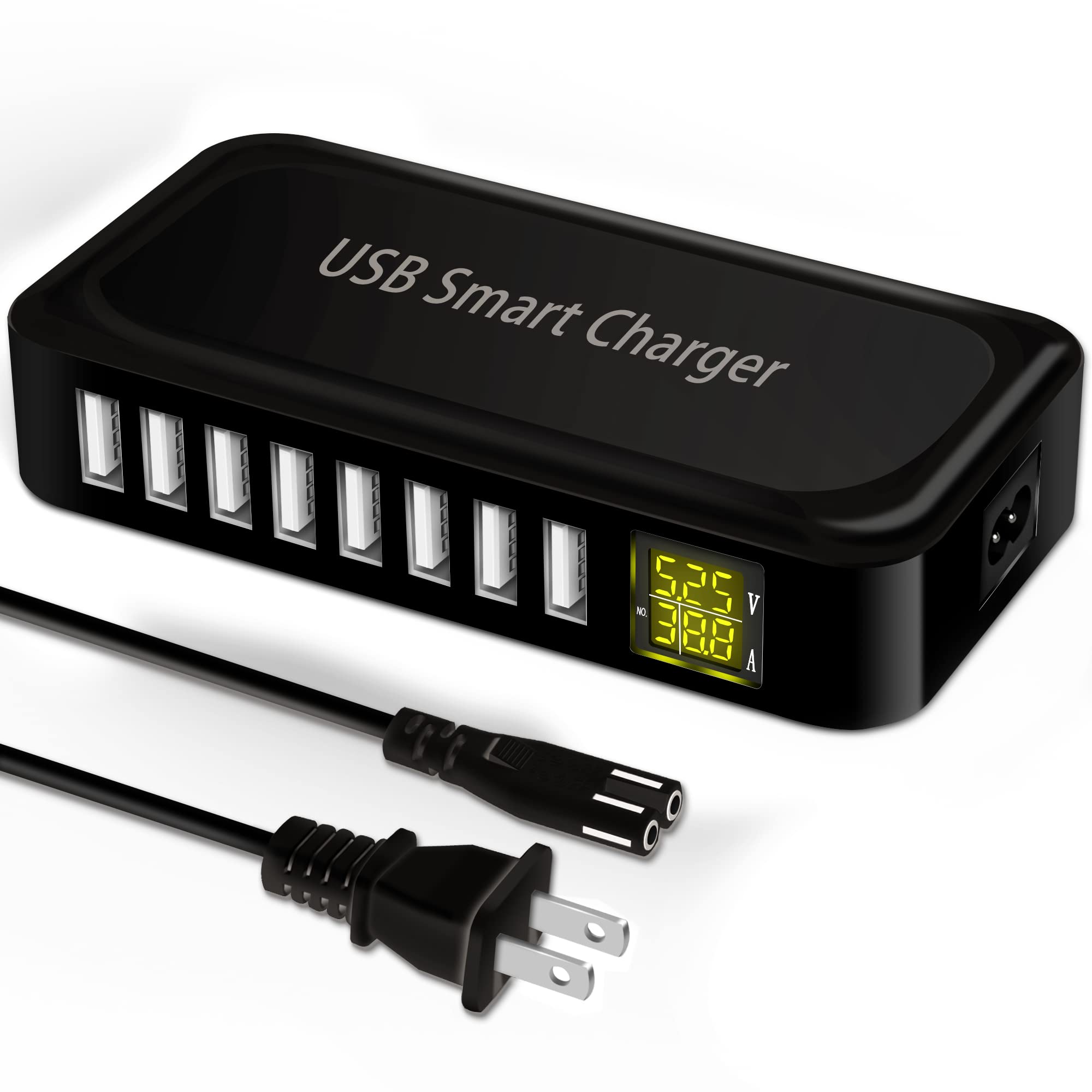 ziwodiv Ziwodiv 8-Port USB Charging Station 60W Compact Desktop Charger for iPhone iPad Samsung Android Tablets with LED Display