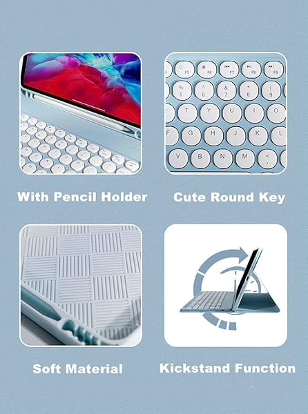QIYIBOCASE QIYIBOCASE Galaxy Tab S6 Lite Keyboard Case with S Pen Holder Magnetic Detachable Round Keys for SM-P620 P625 P613 P619 P615 P610 Blue - View 6 of 9