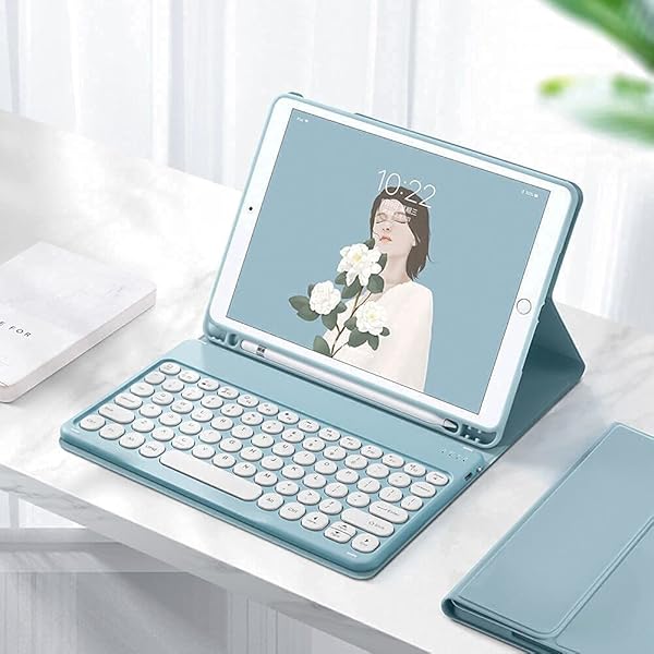 QIYIBOCASE QIYIBOCASE Galaxy Tab S6 Lite Keyboard Case with S Pen Holder Magnetic Detachable Round Keys for SM-P620 P625 P613 P619 P615 P610 Blue - View 8 of 9