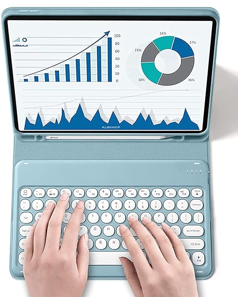 QIYIBOCASE QIYIBOCASE Galaxy Tab S6 Lite Keyboard Case with S Pen Holder Magnetic Detachable Round Keys for SM-P620 P625 P613 P619 P615 P610 Blue - View 2 of 9