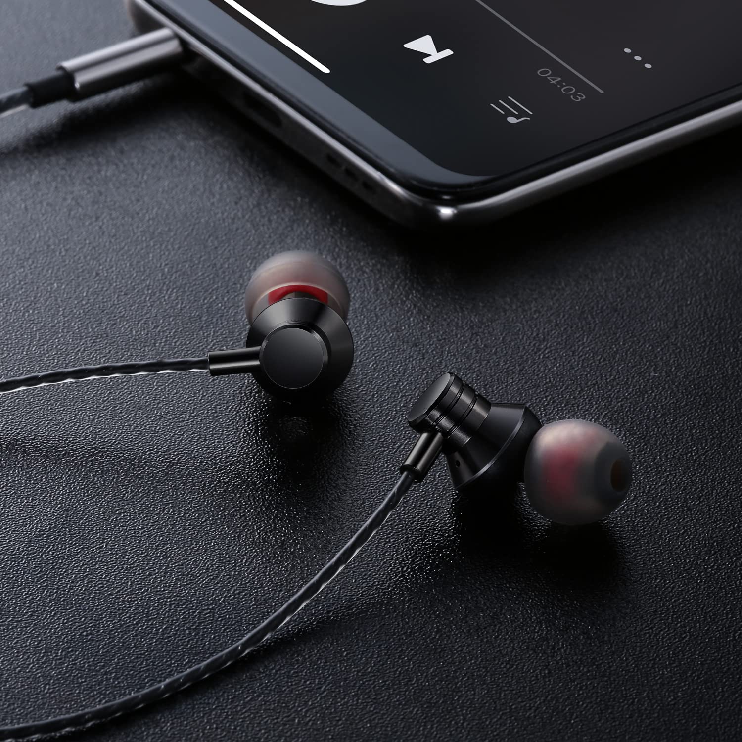 Empsun Empsun Wired Earbuds Headphones with Microphone Stereo Bass Noise Isolation Compatible with Smartphones Tablets iPod iPad MP3 Player Black - View 4 of 7