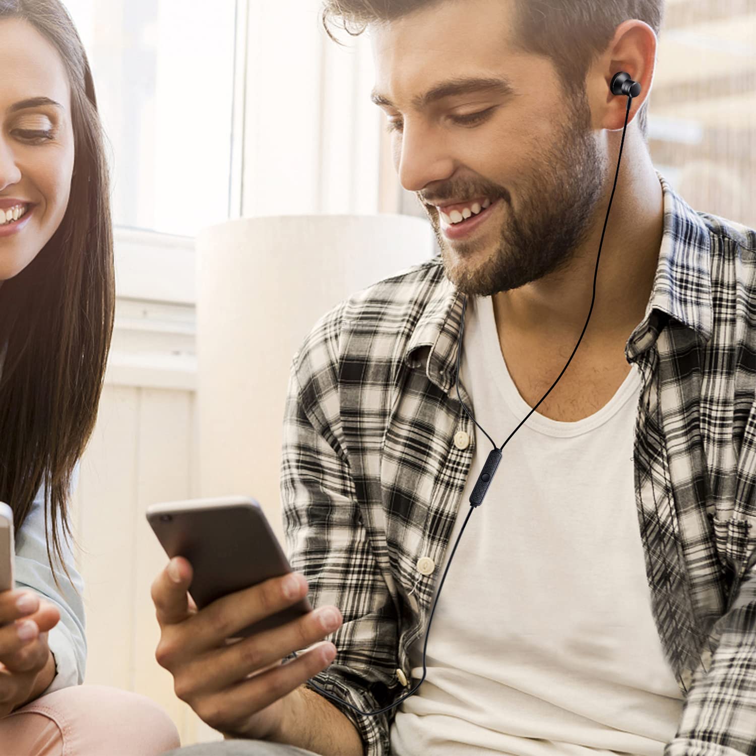 Empsun Empsun Wired Earbuds Headphones with Microphone Stereo Bass Noise Isolation Compatible with Smartphones Tablets iPod iPad MP3 Player Black - View 6 of 7